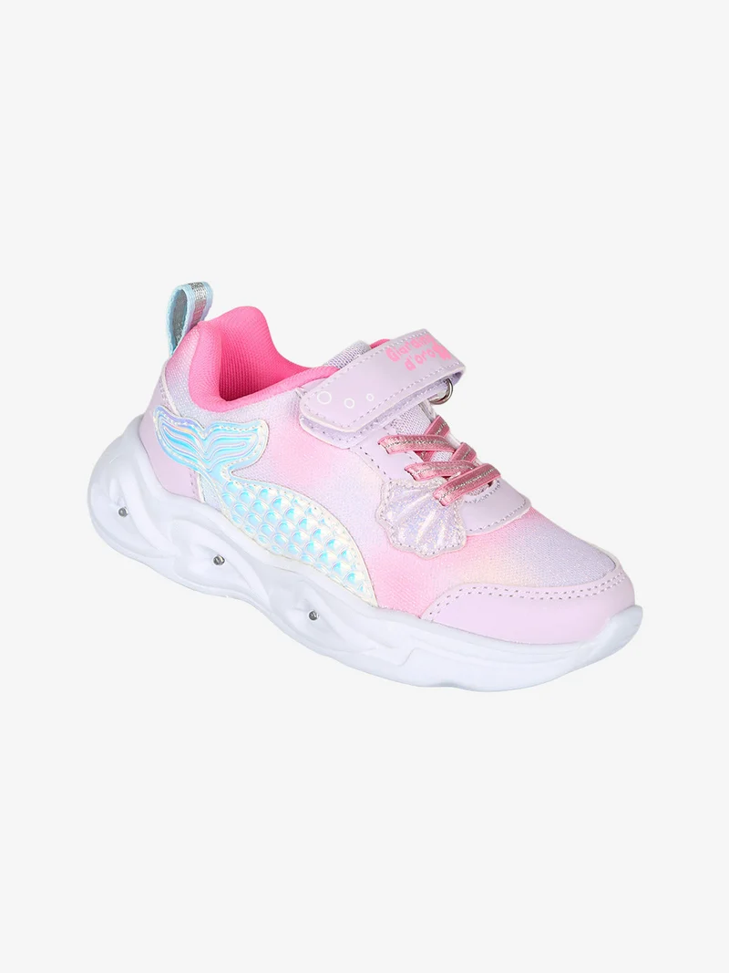 Sneakers da bambina con luci e cinturino a strappo - rosa