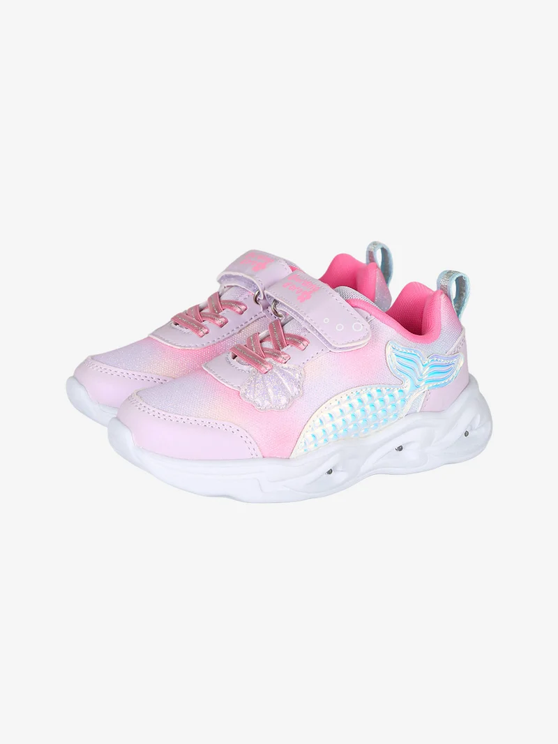 Sneakers da bambina con luci e cinturino a strappo - rosa