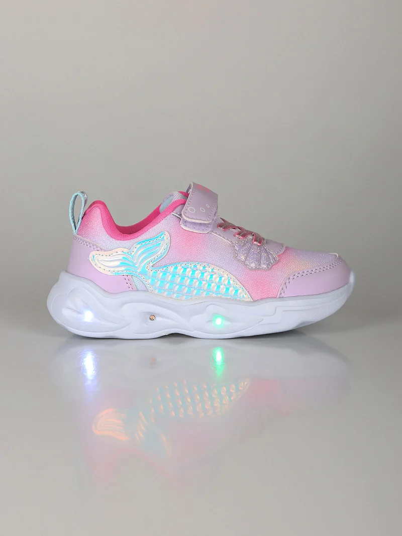Sneakers da bambina con luci e cinturino a strappo - rosa