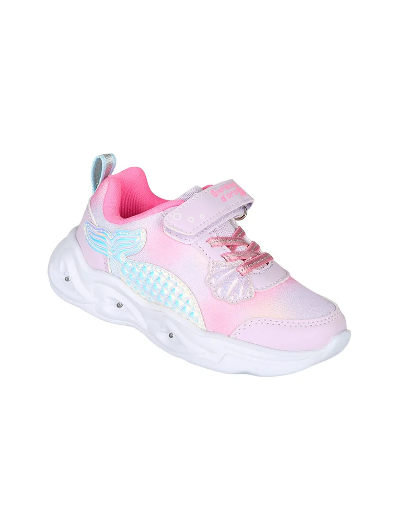 Sneakers da bambina con luci e cinturino a strappo - rosa