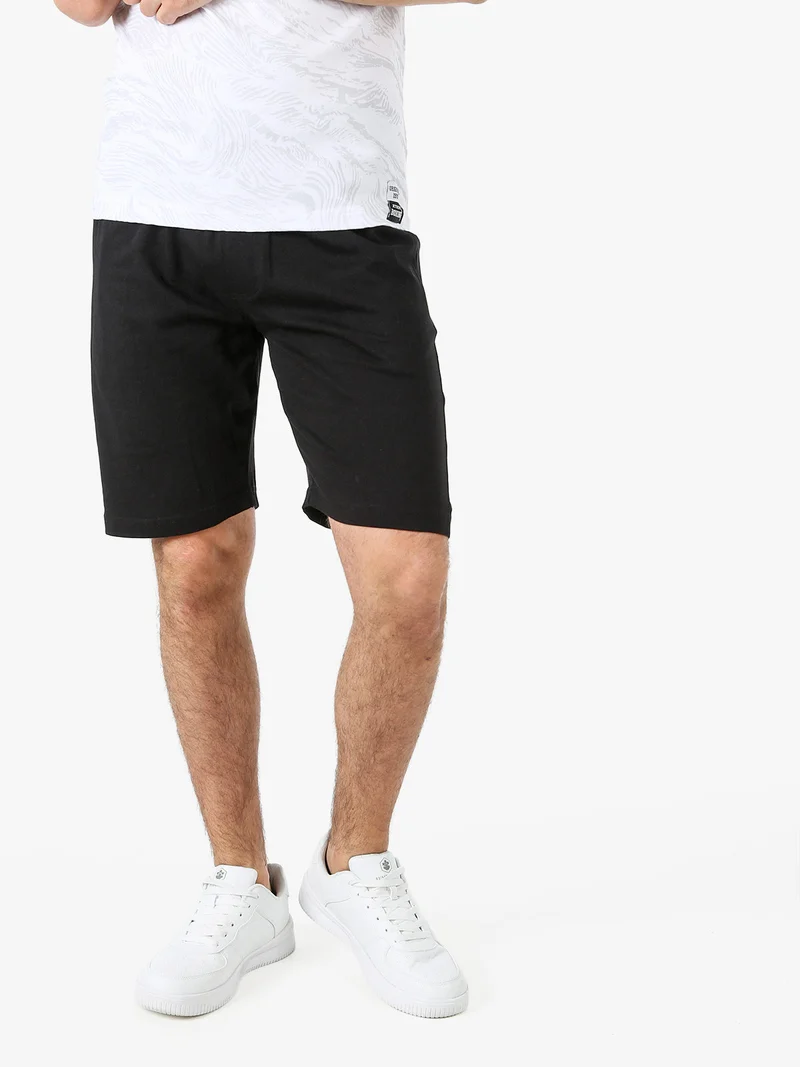 Bermuda da uomo in cotone con coulisse - nero