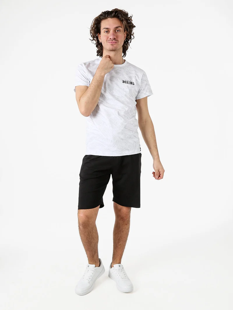 Bermuda da uomo in cotone con coulisse - nero