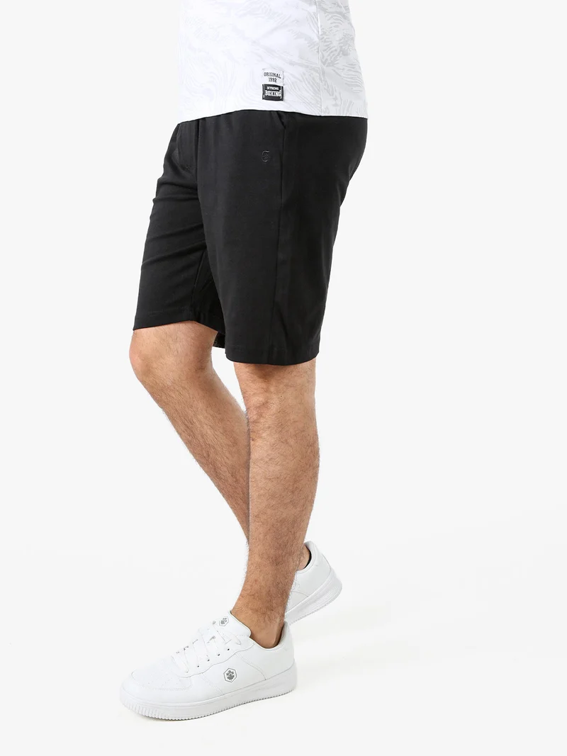 Bermuda da uomo in cotone con coulisse - nero