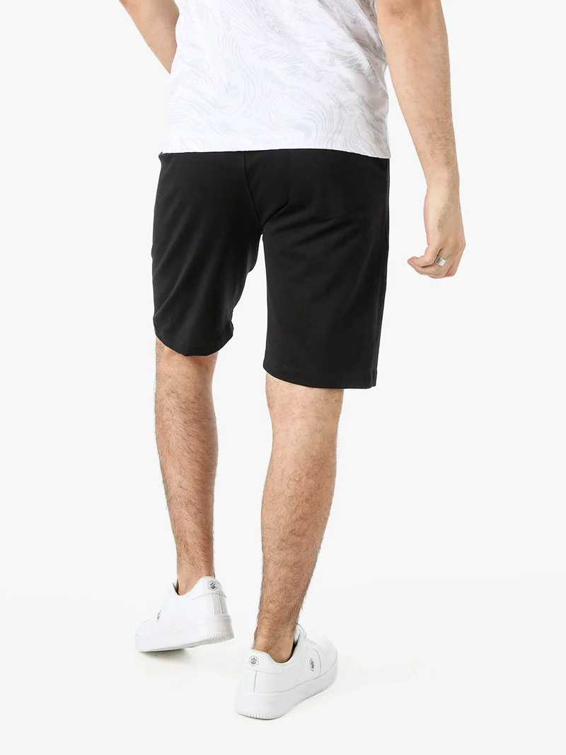 Bermuda da uomo in cotone con coulisse - nero