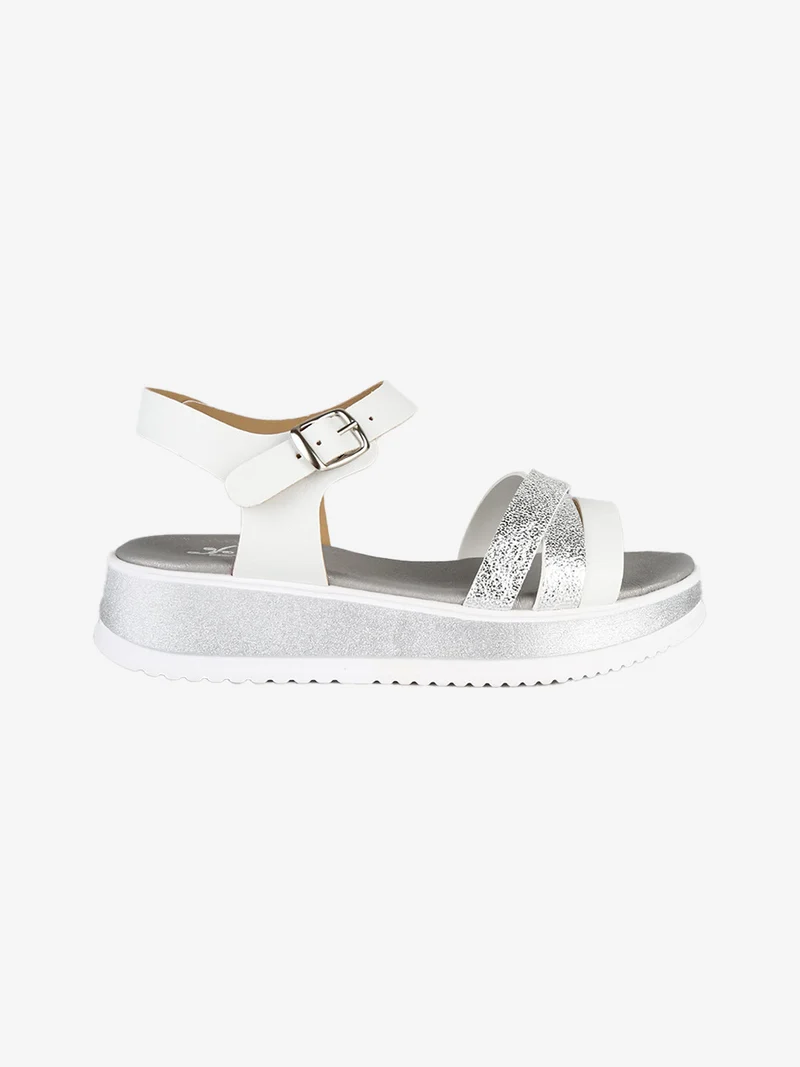 Sandali da ragazza con platform - argento