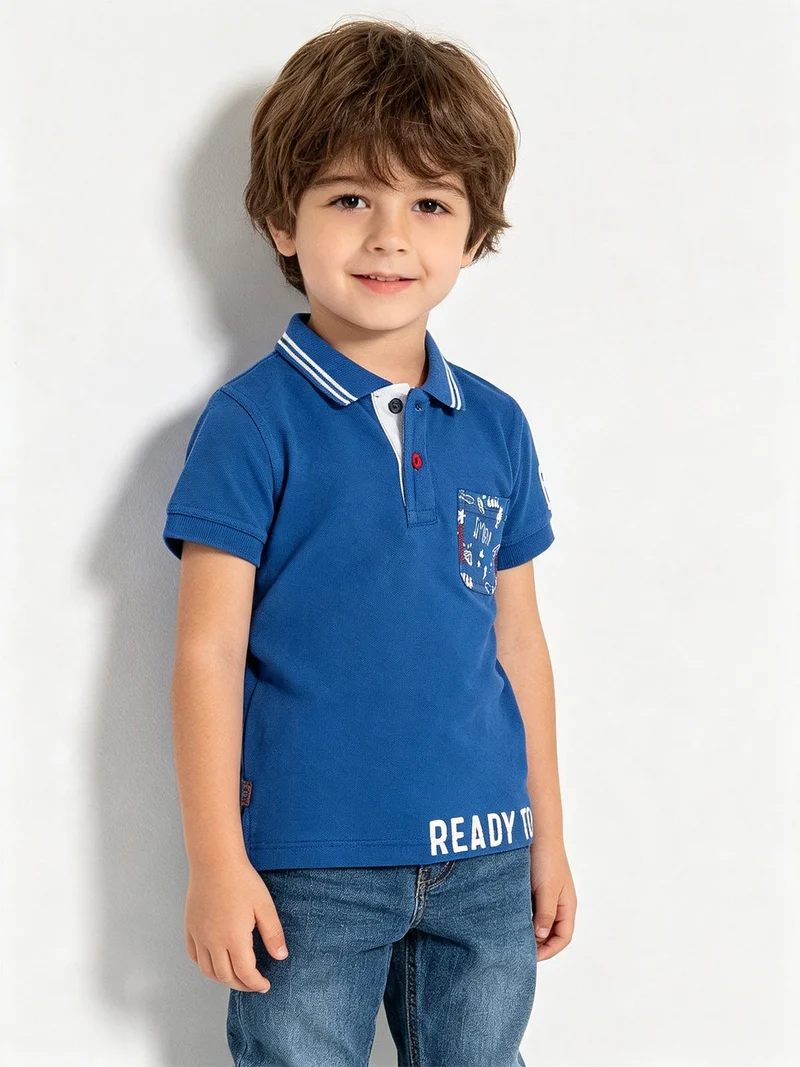 Polo da neonato a manica corta - blu
