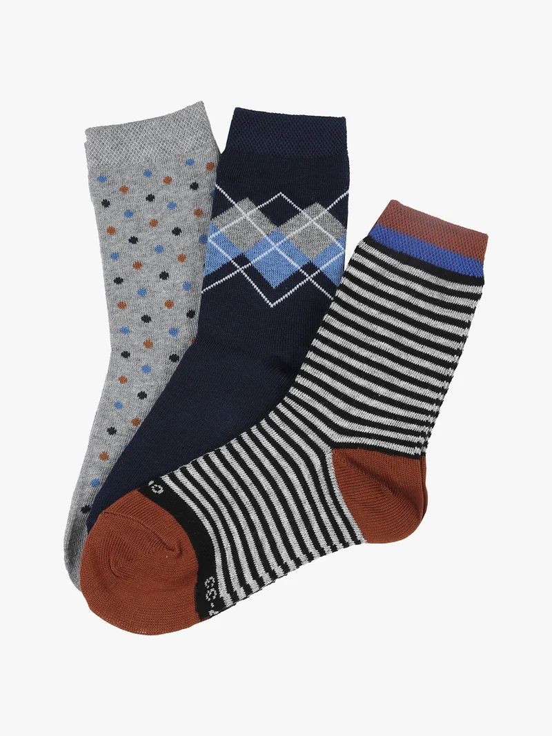 Confezione da 3 paia di calze corte da bambino con stampe - grigio