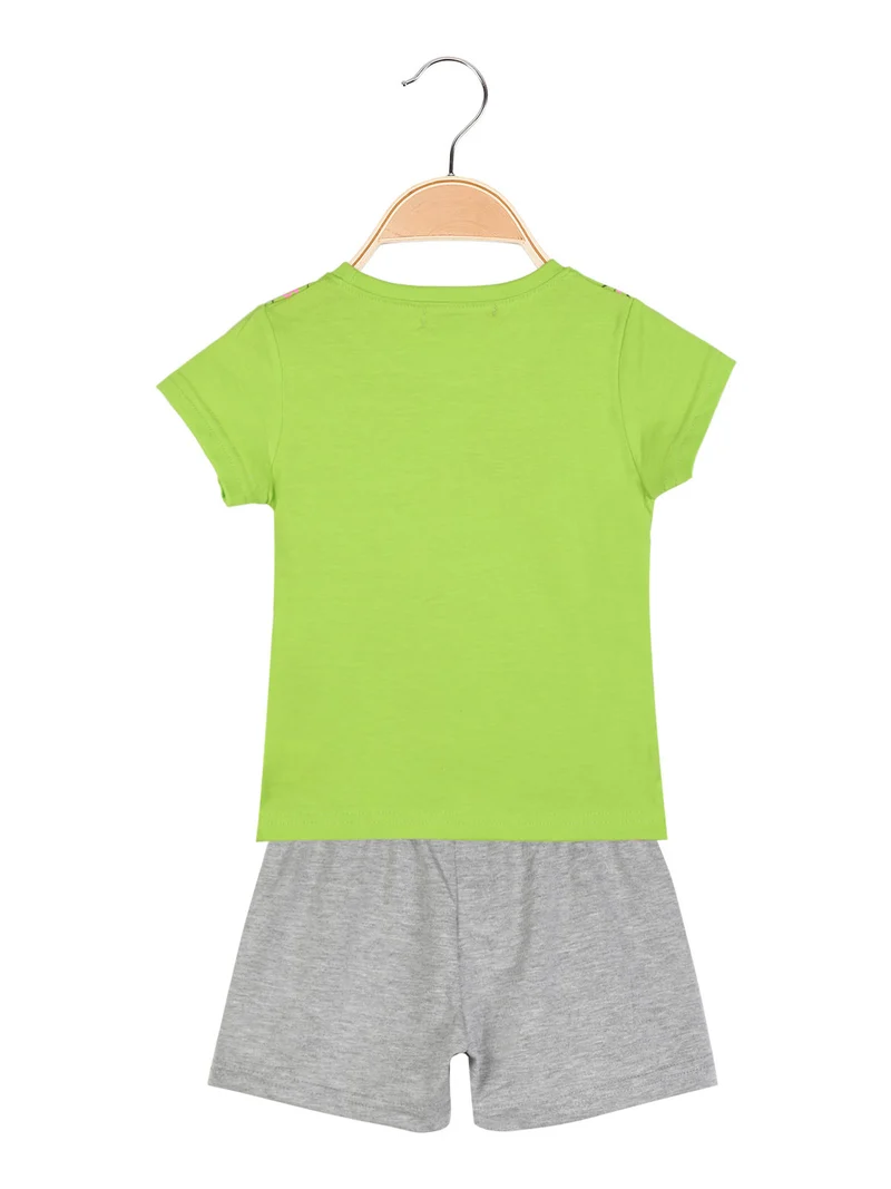 Completo corto da neonata in cotone - verde chiaro