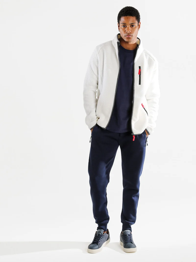 Felpa in pile da uomo con zip intera - bianco