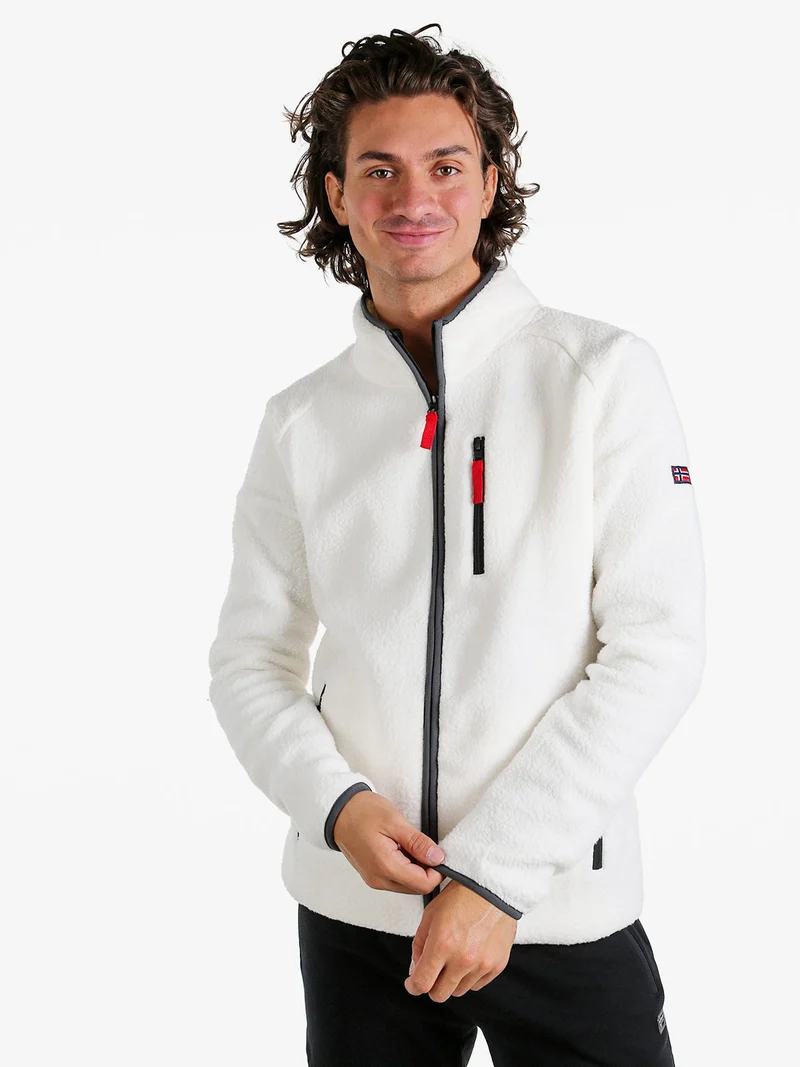 Felpa in pile da uomo con zip intera - bianco