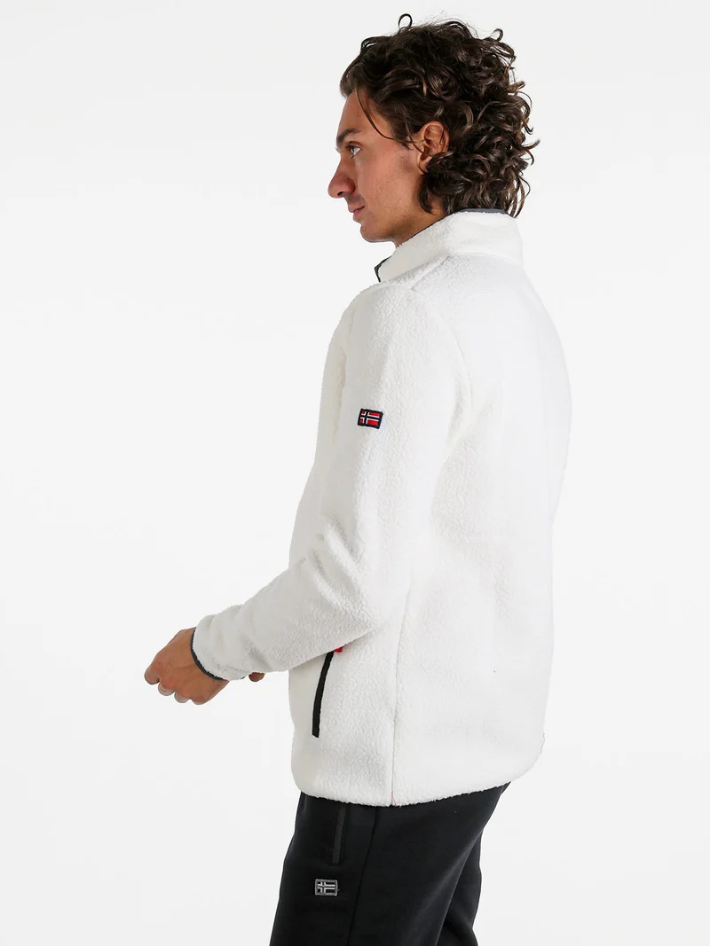Felpa in pile da uomo con zip intera - bianco