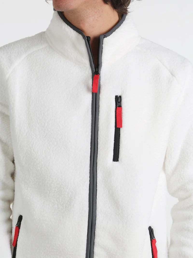 Felpa in pile da uomo con zip intera - bianco