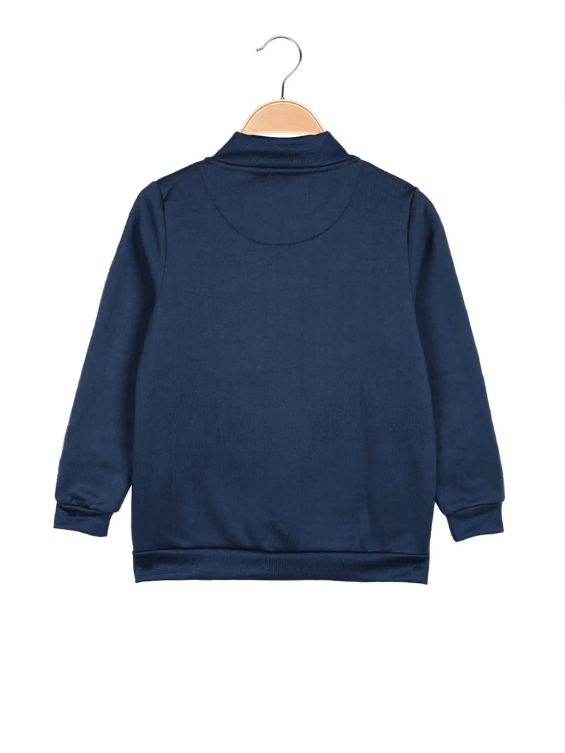 Felpa pesante da ragazza full zip - blu scuro