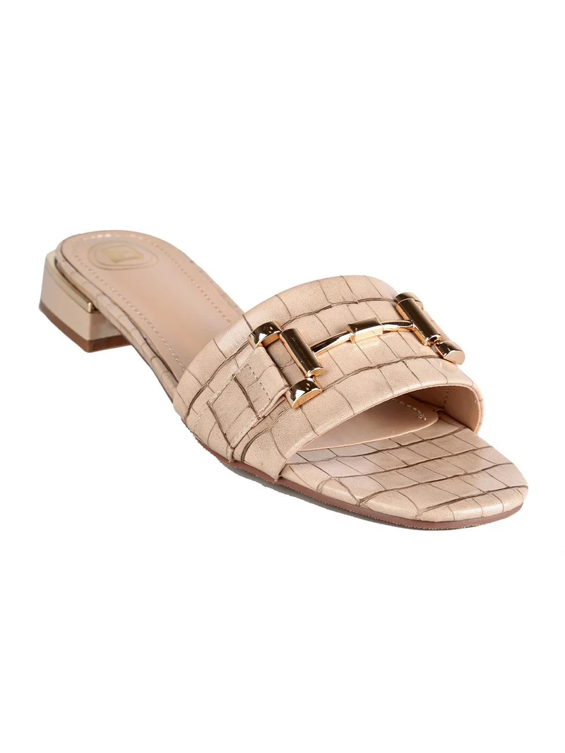 Ciabatte donna con tacco basso - beige