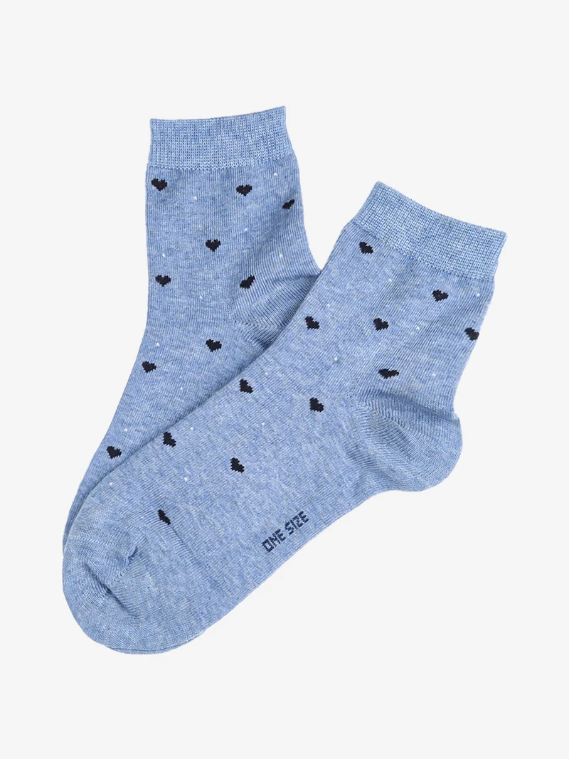 Calze corte donna cuori in caldo cotone - jeans