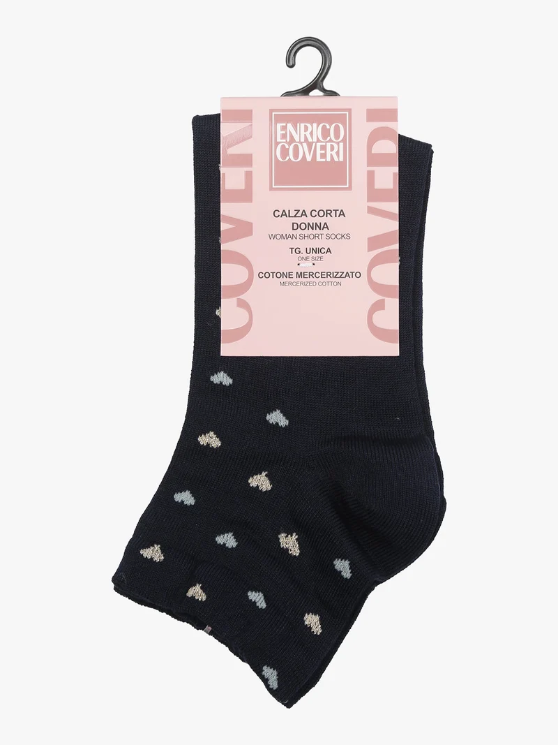 Calze corte da donna con cuori - blu scuro