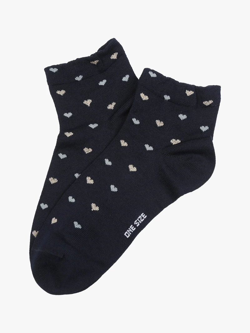 Calze corte da donna con cuori - blu scuro