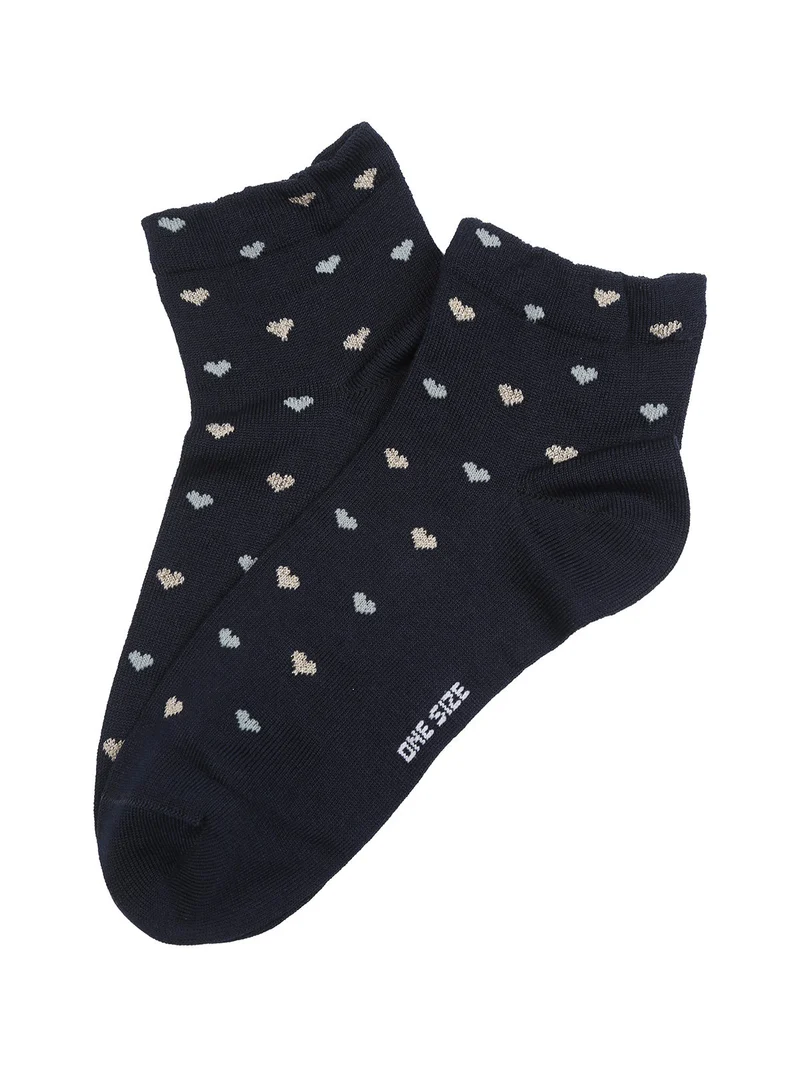 Calze corte da donna con cuori - blu scuro