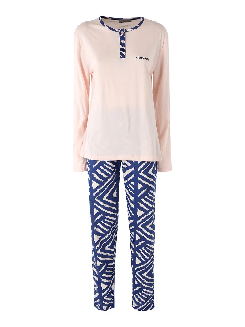 Pigiama lungo da donna in cotone - rosa