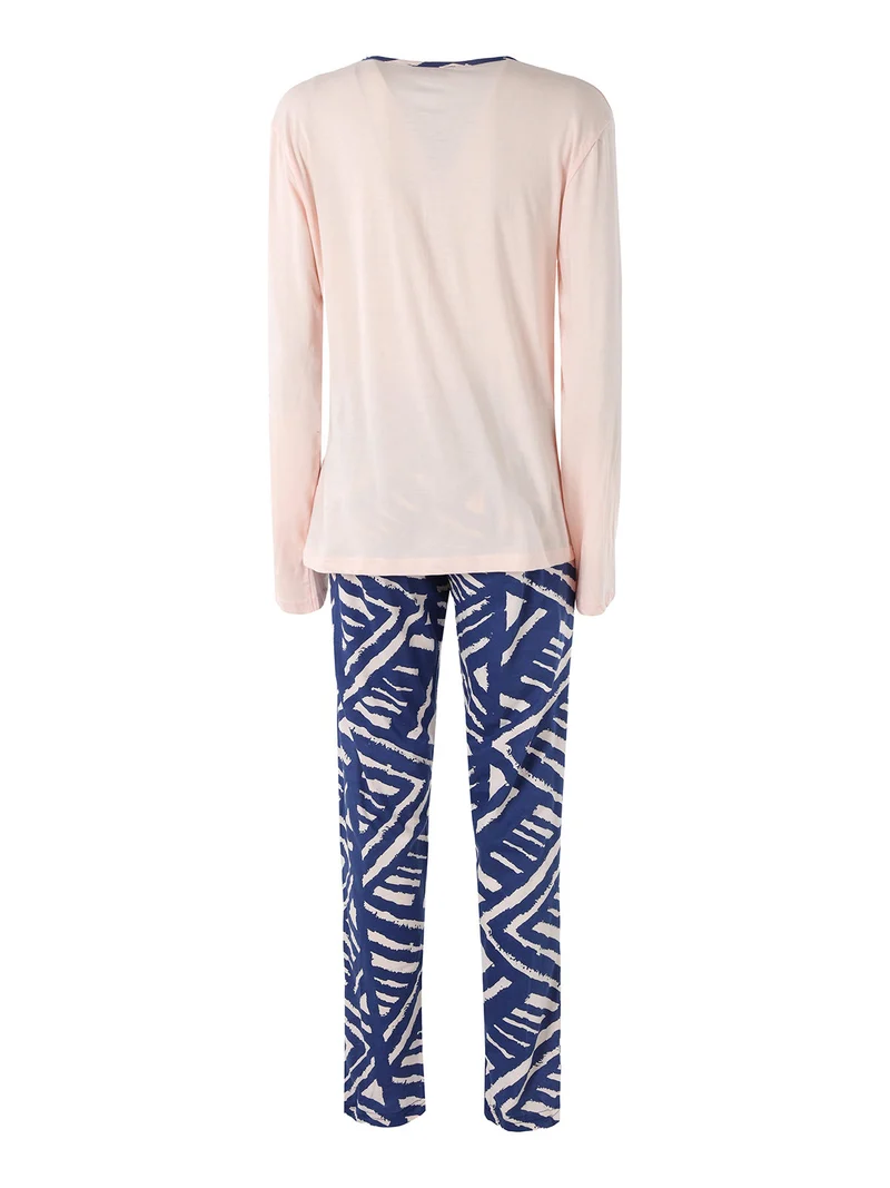 Pigiama lungo da donna in cotone - rosa