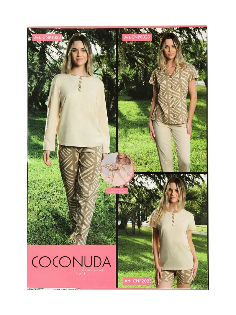 Pigiama lungo da donna in cotone - rosa