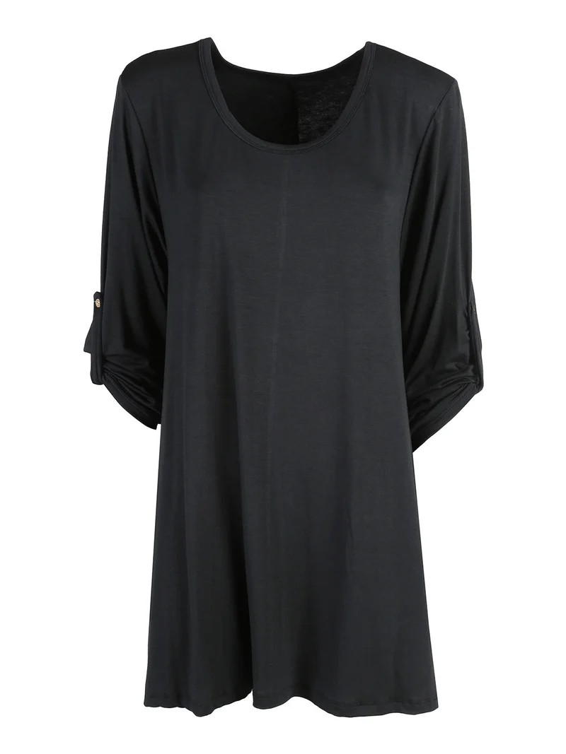 Maxi t-shirt donna a maniche lunghe - nero