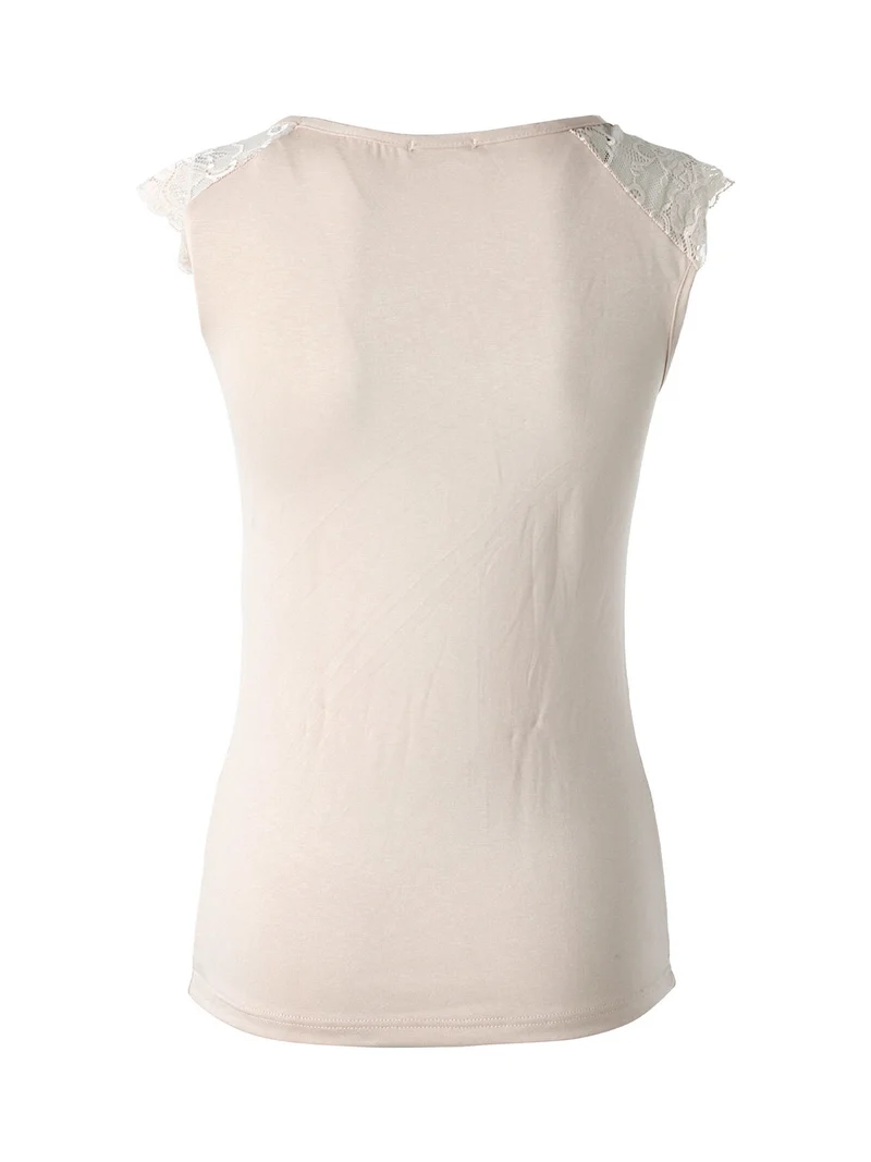 Top donna a spalla larga con scollo in pizzo - nudo
