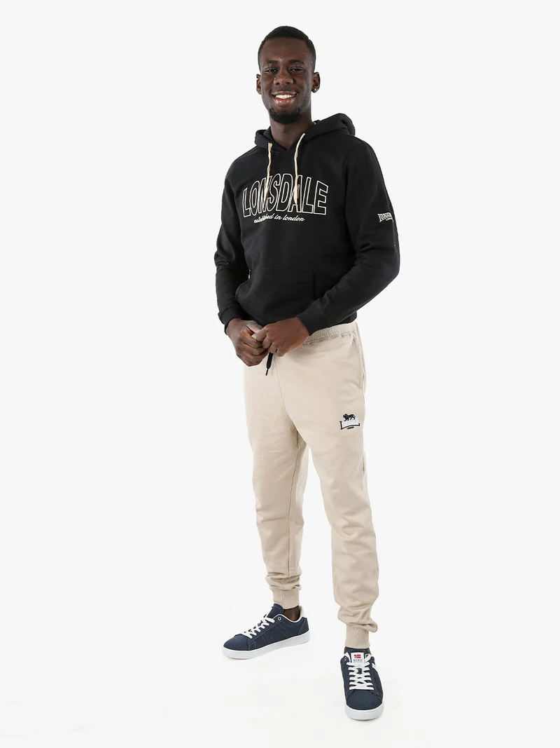 Felpa sportiva da uomo cappuccio e logo - nero