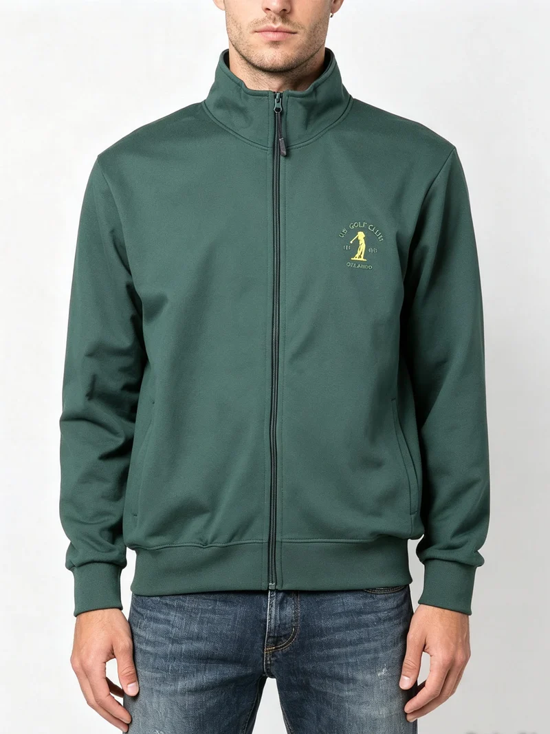 Felpa da uomo full zip - verde