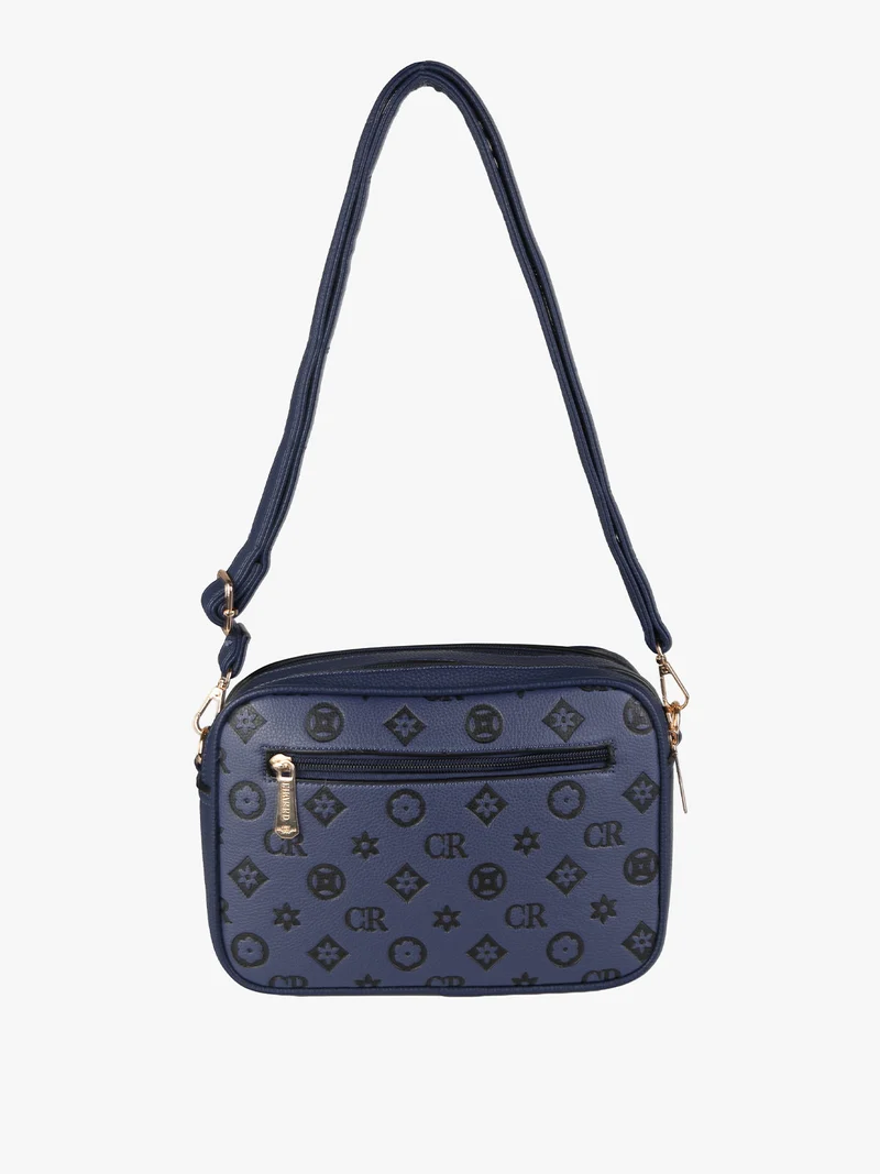 Borsa a tracolla da donna con stampa monogramma - blu scuro