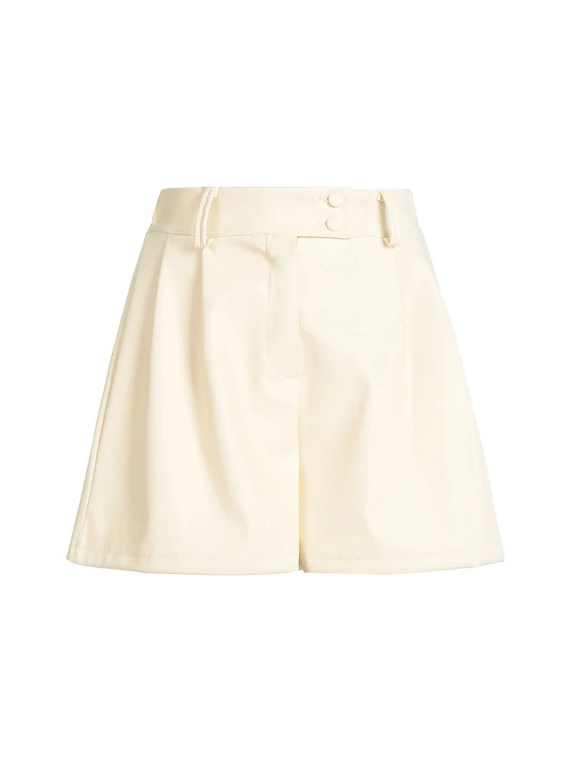 Shorts da donna in ecopelle - panna
