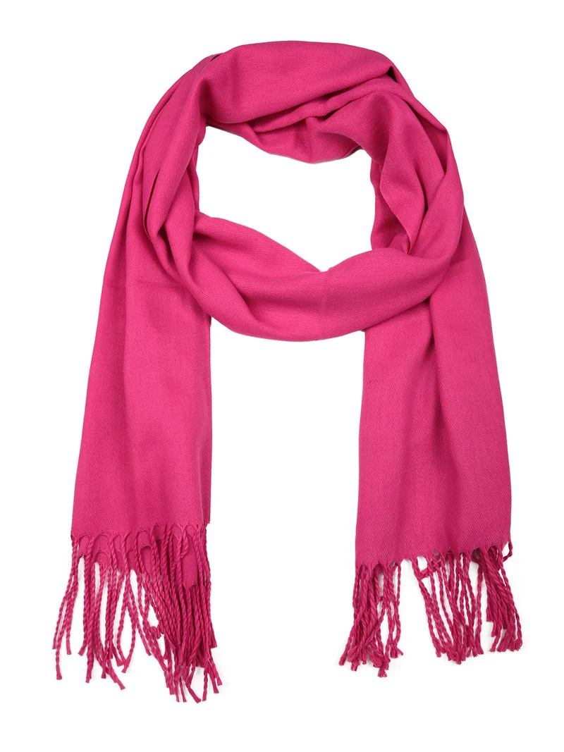 Sciarpa donna tinta unita con frange - fucsia
