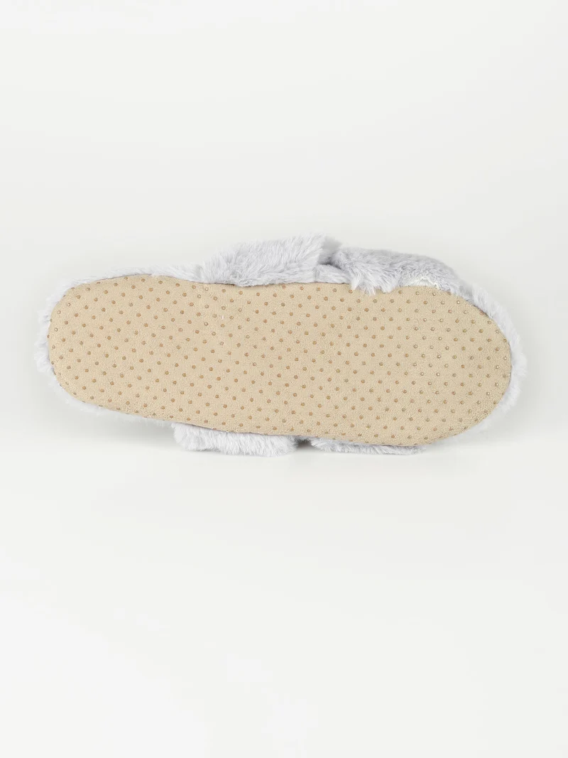 Ciabatte donna pelose punta aperta - grigio