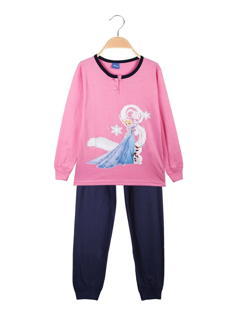 Elsa pigiama lungo bambina in cotone - rosa