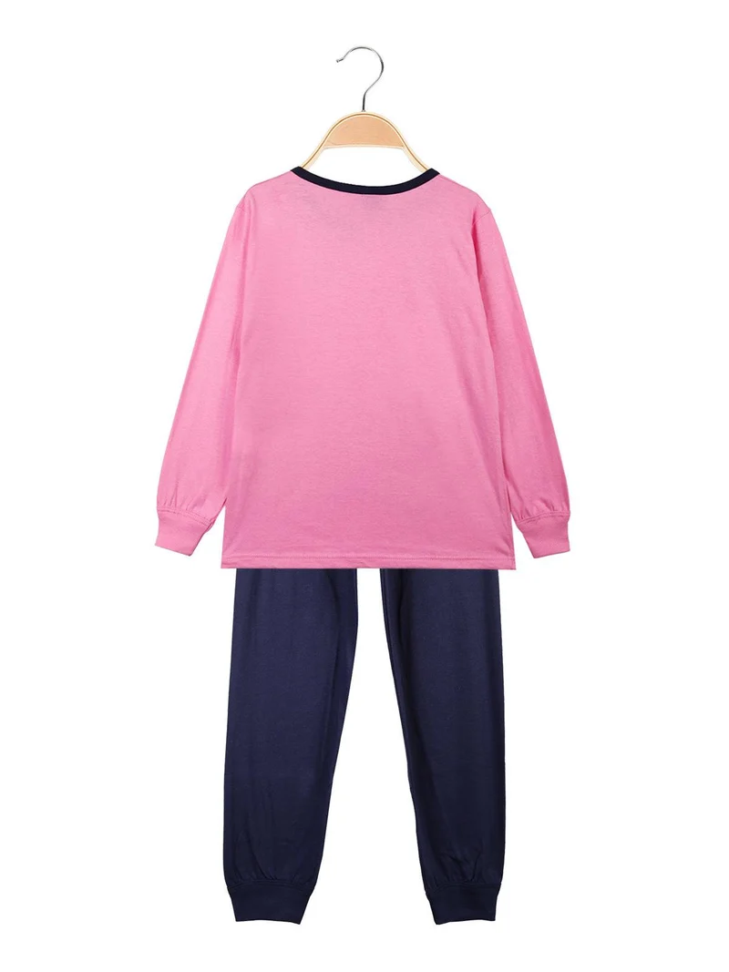 Elsa pigiama lungo bambina in cotone - rosa