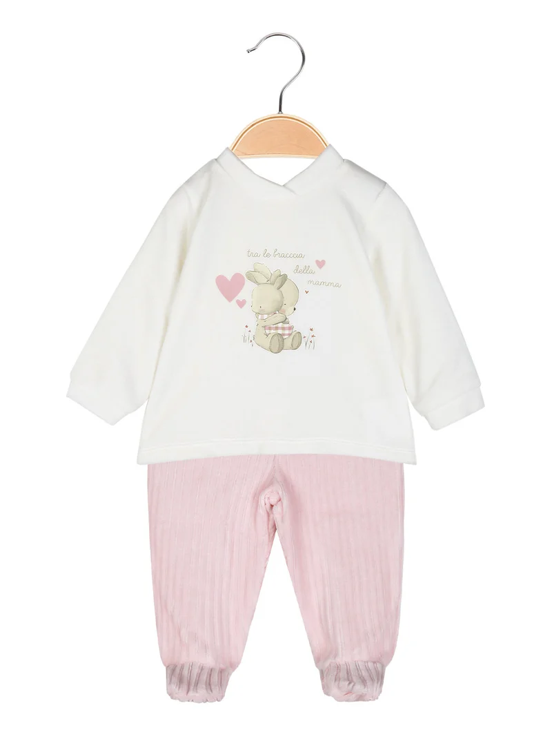 Completo 2 pezzi da neonata in ciniglia - rosa