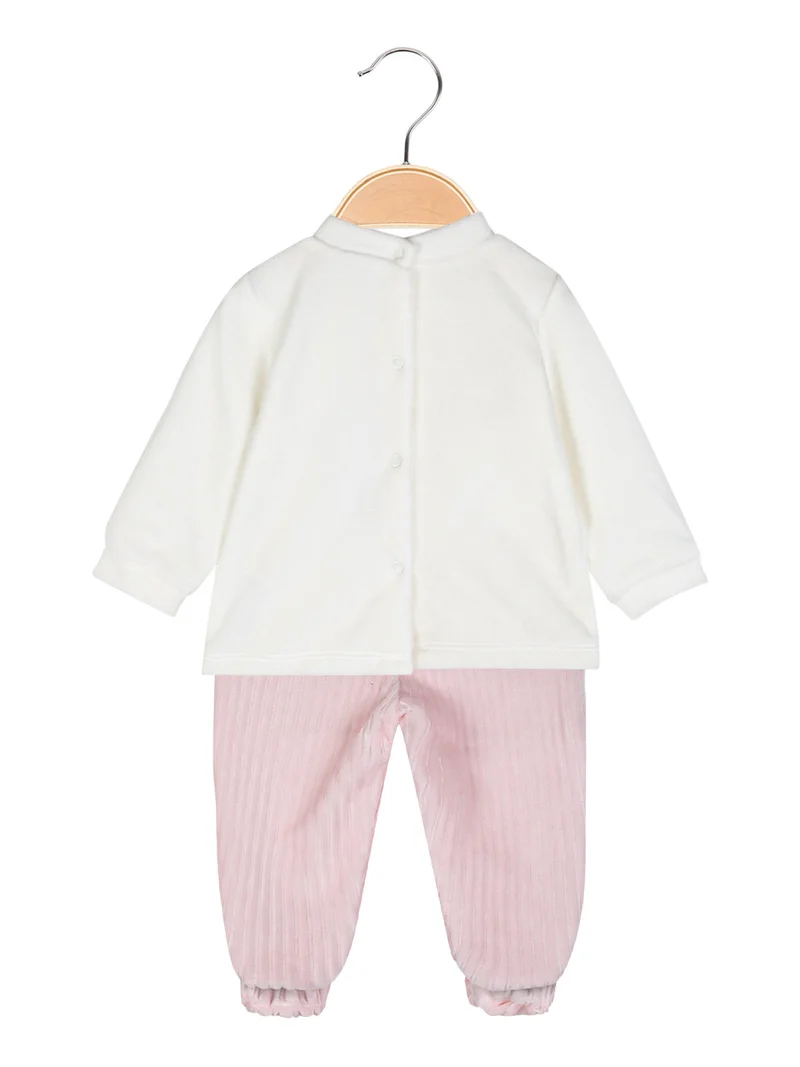 Completo 2 pezzi da neonata in ciniglia - rosa