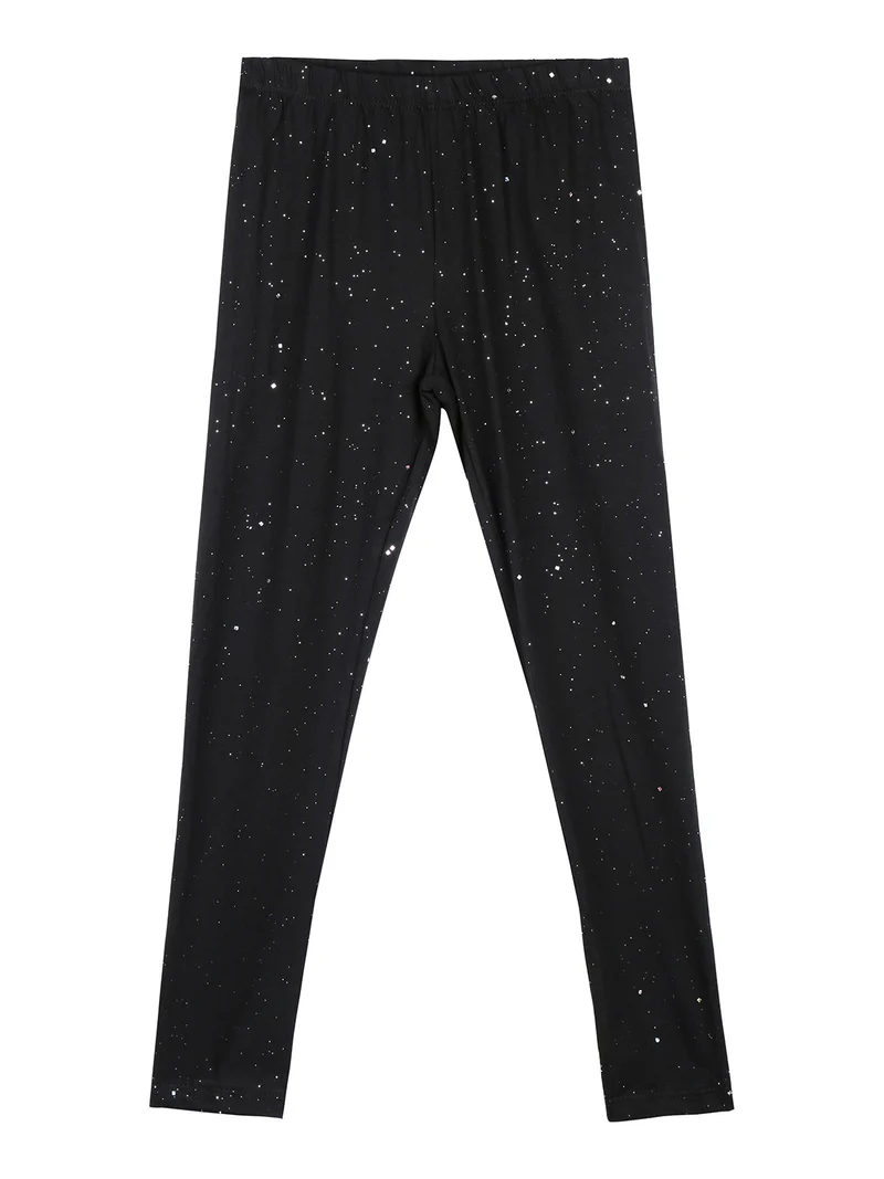 Completo 2 pezzi da bambina con leggings luccicante - rosa