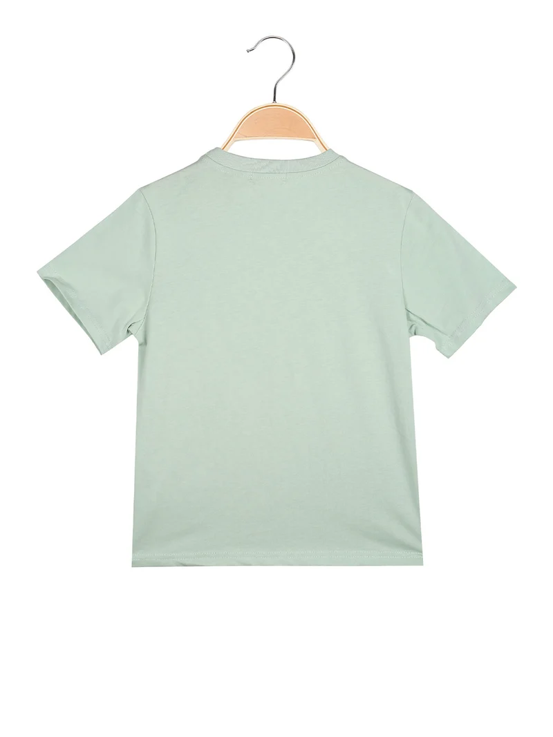 T-shirt da ragazzo in cotone con stampa - verde chiaro
