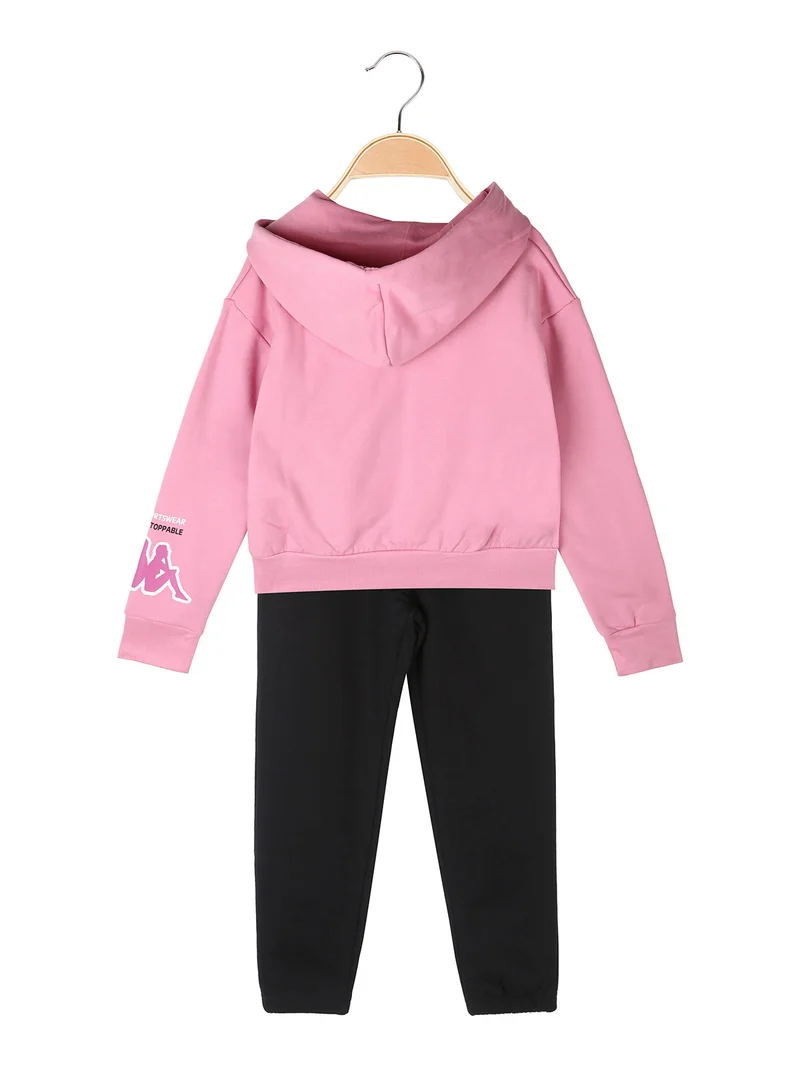 Completo tuta cropp 2 pezzi da bambina con cappuccio - rosa