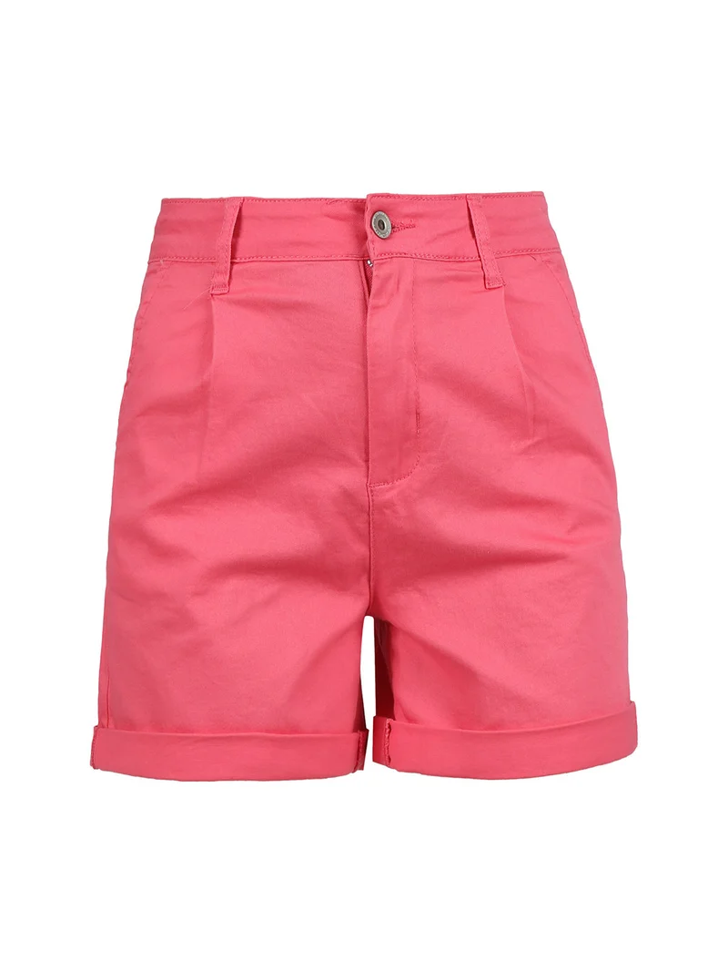 Shorts donna a vita alta in cotone - fucsia