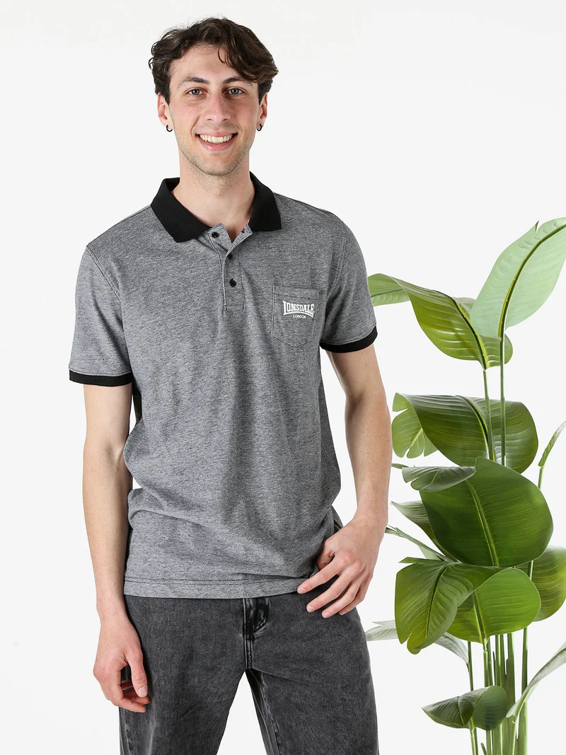Polo da uomo in cotone a maniche corte con taschino - nero
