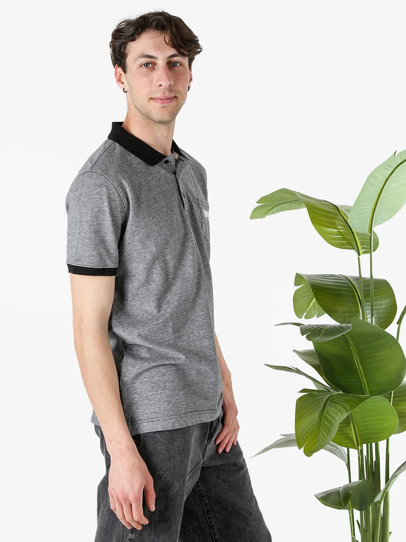 Polo da uomo in cotone a maniche corte con taschino - nero