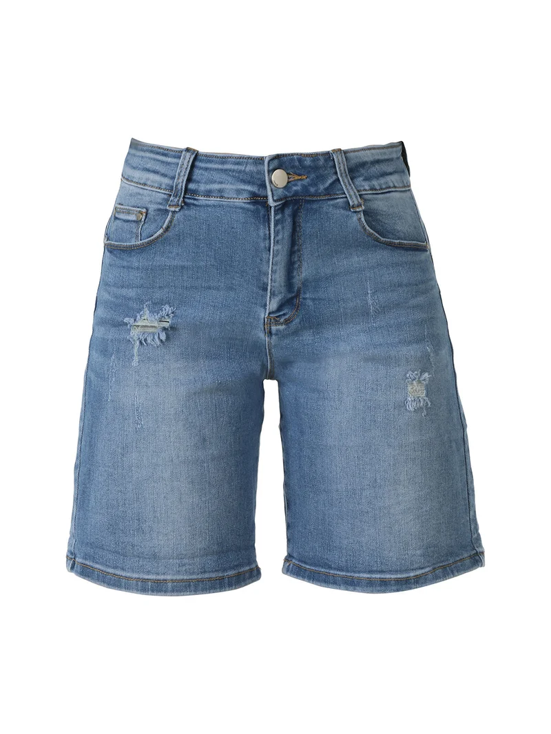Shorts donna in jeans con strappi - jeans