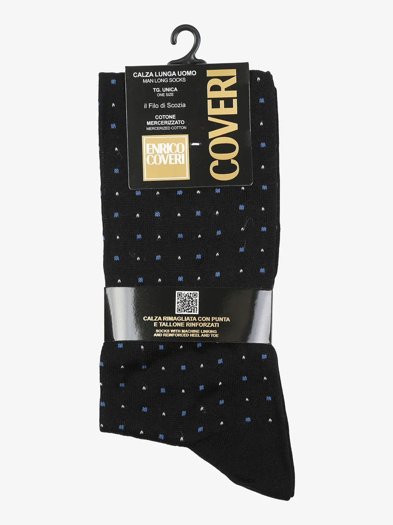 Calze lunghe da uomo in filo di scozia con stampe - azzurro