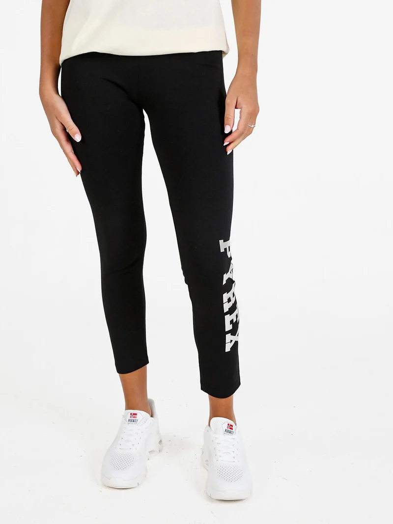 Leggings donna sportivi in cotone con logo - nero