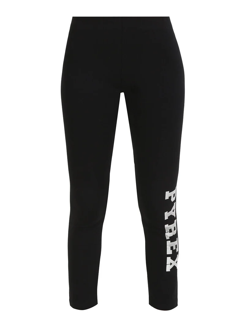 Leggings donna sportivi in cotone con logo - nero