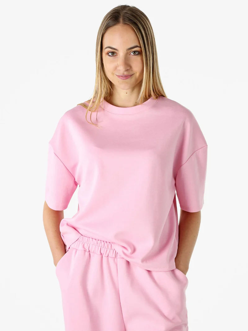 T-shirt donna oversize in felpa - rosa