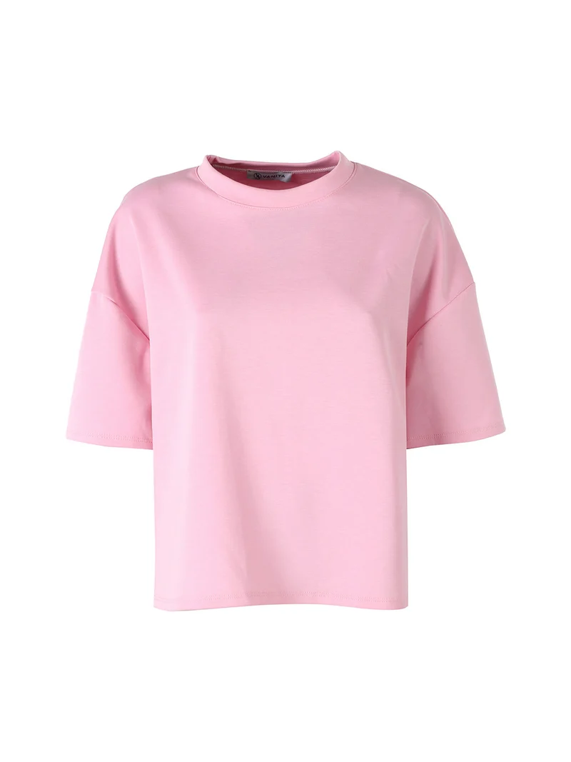 T-shirt donna oversize in felpa - rosa
