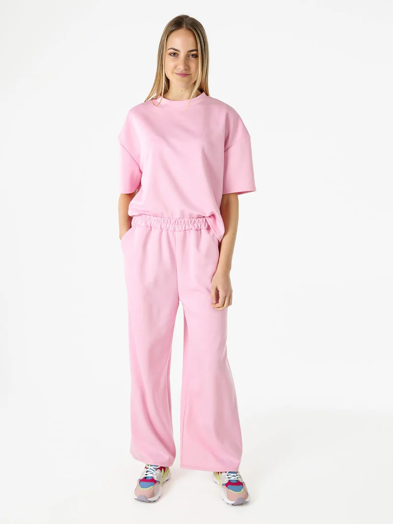 T-shirt donna oversize in felpa - rosa